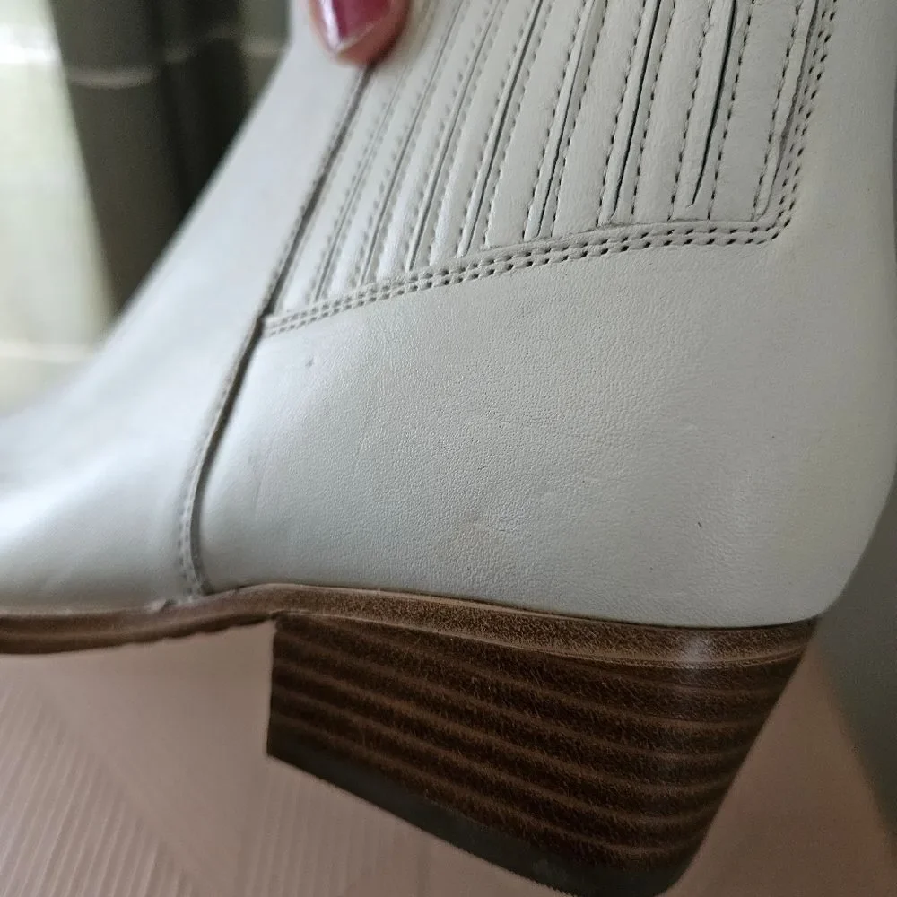 Marc Fisher Booties Ivory Tan Heel Business Casual Bridal Neutral Pointed Toe